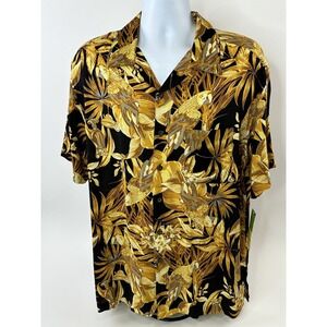 VTG Panama Jack Hawaiian Shirt Mens Large Rayon Button Up Parrot Beer NWT